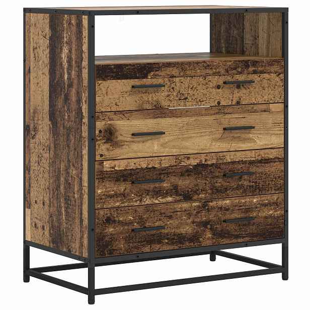 vidaXL Skříň se zásuvkami 4-Zásuvka Staré dřevo 70 x 41 x 83,5 cm