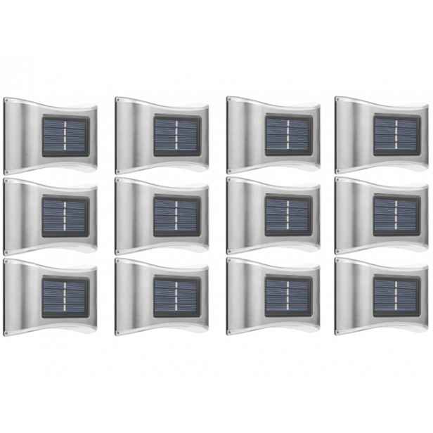 12 x Kovová Led Lampa Ozdobné Solární Nástěnné Svítidlo Venkovní Soumrakový Senzor