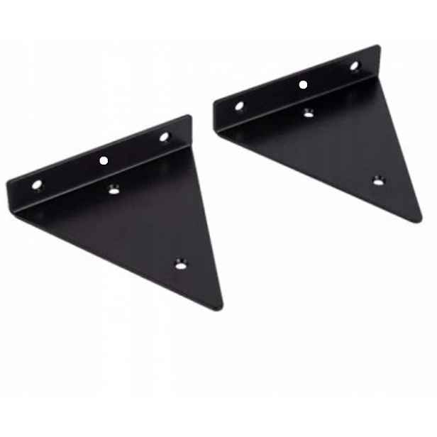 2X Držáky Na Police Trojúhelníkové 23X14 CM, Černá Metalická Barva