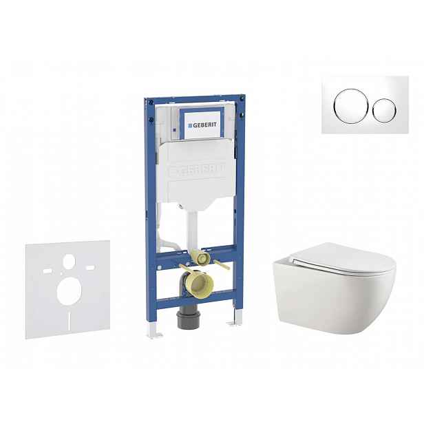 Geberit Duofix - Set předstěnové instalace, klozetu Gaia a sedátka softclose, tlačítko Sigma20, bílá/chrom SANI11CA3122B