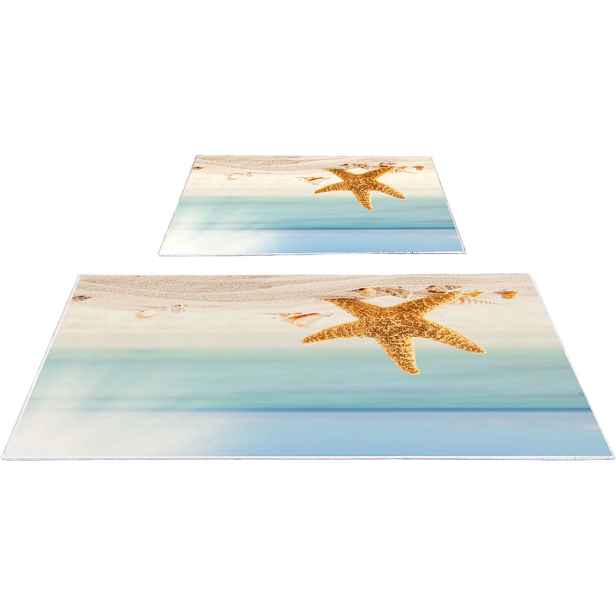 L'essentiel Sada 2 kusů koupelnových předložek Starfish modrá/béžová