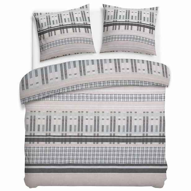Povlečení bavlněné 160x200 Geometrie bílá šedá 71515/1 Cottonlove