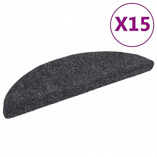 vidaXL Schodové rohože samolepicí 15 ks 56 x 17 x 3 cm tmavě šedé, půlkulaté