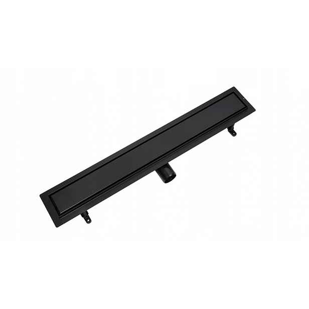 Černý lineární odtok Vogi St Duo 60 cm nízký sifon Ø50