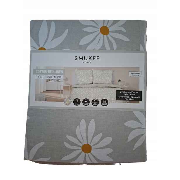 Smukee Home Povlečení bavlna Sedmikrásky šedá 220x200 nová 100% bavlna
