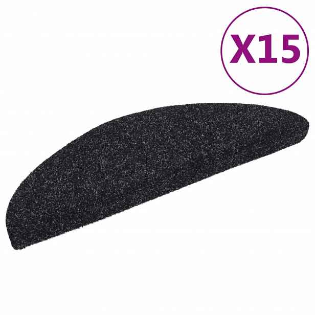 vidaXL Schodové rohože samolepicí 15 ks 56 x 17 x 3 cm černé, půlkulaté