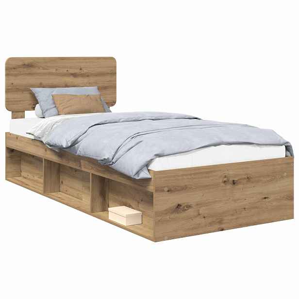 vidaXL Rám postele Dub artisan 75 x 190 cm Masivní borové dřevo