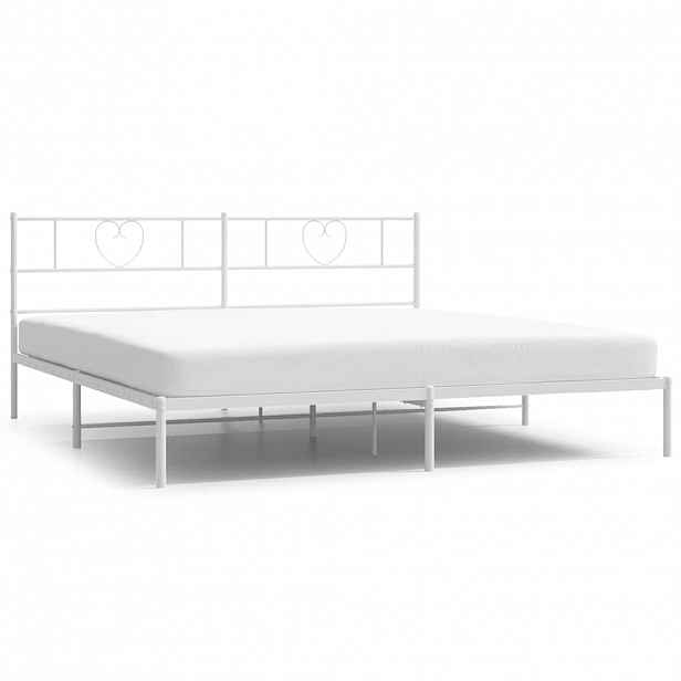 vidaXL Kovový rám postele s čelem bílý 183 x 213 cm