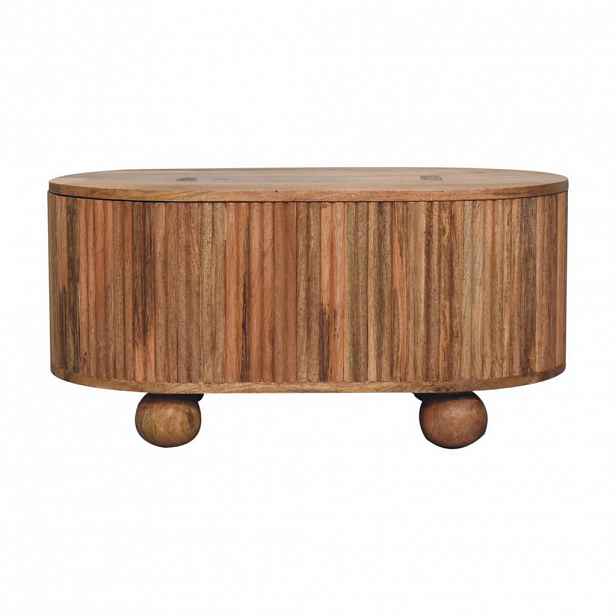 Artisan Furniture TV NÁBYTEK Zakřivená hrana, otevřená přihrádka a mosazné akcenty, černý
