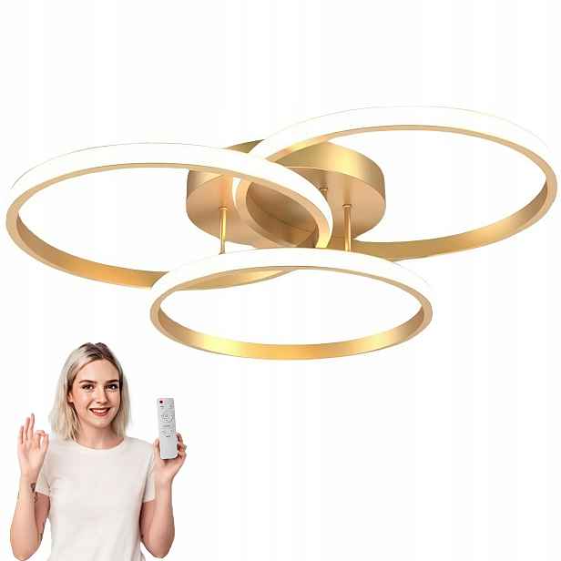 Stropní Svítidlo Stropní Svítidlo Led Lustr Zlaté Kruhy S Dálkovým Ovládáním Loft Variabilní