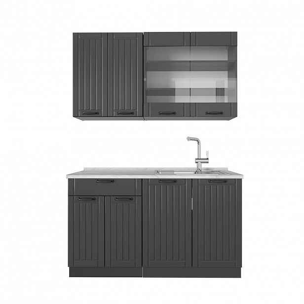 Vicco JEDNOTKOVÁ KUCHYNĚ Fame-Line Tmavě šedá 140 cm , PD Mramor