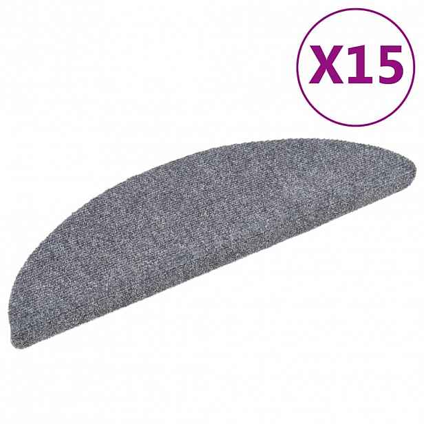 vidaXL Schodové rohože samolepicí 15 ks 56 x 17 x 3 cm světle šedé půlkulaté