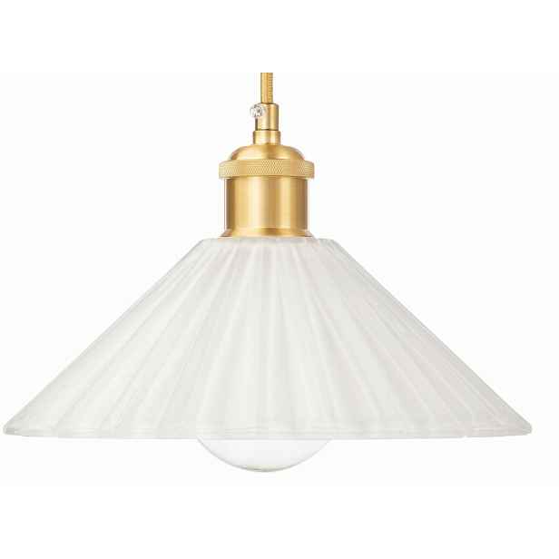 Závěsná skleněná plisovaná lampa Japandi mléčná