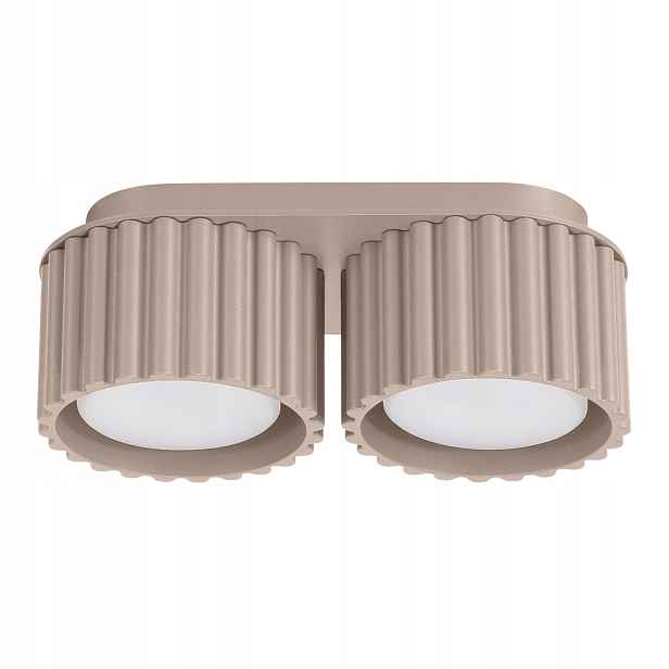 Sollux Stropní svítidlo taupe oválná 21 cm rýhované spoty 2xGX53 10W Aura
