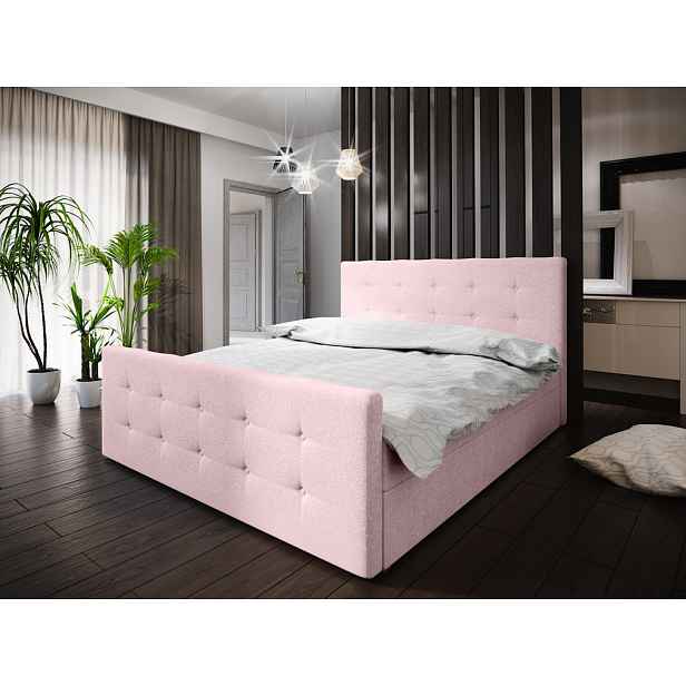 Boxspringová manželská postel VASILISA 1 - 140x200, růžová