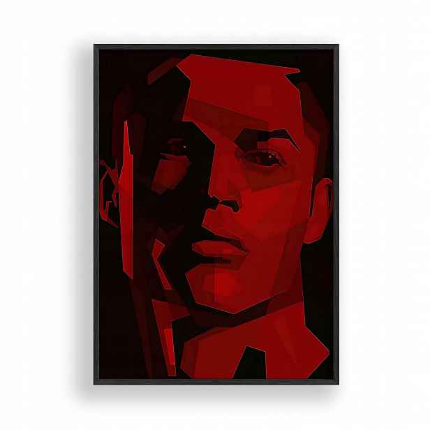 Obraz Cristiano Ronaldo Portrét Art Plakát Rámeček Dřevěný Černý 30x42 cm