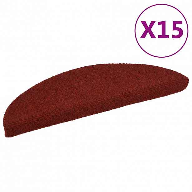 vidaXL Schodové rohože samolepicí 15 ks 56 x 17 x 3 cm vínově červené půlkulaté