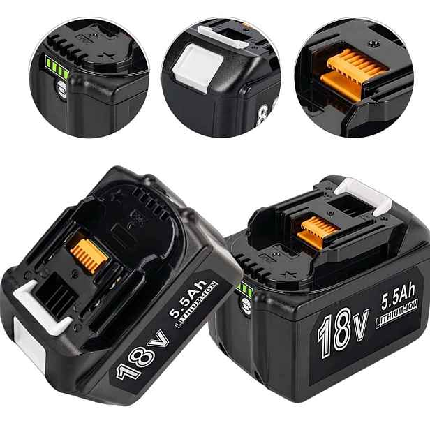 Akumulátor pro nářadí 18 V, 5500 mAh, Led, 2 kusy