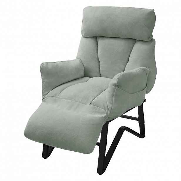 ML-DESIGN KŘESLO s funkcí ležení, šedozelené, s plátěným potahem, polohovatelné relaxační křeslo do obývacího pokoje