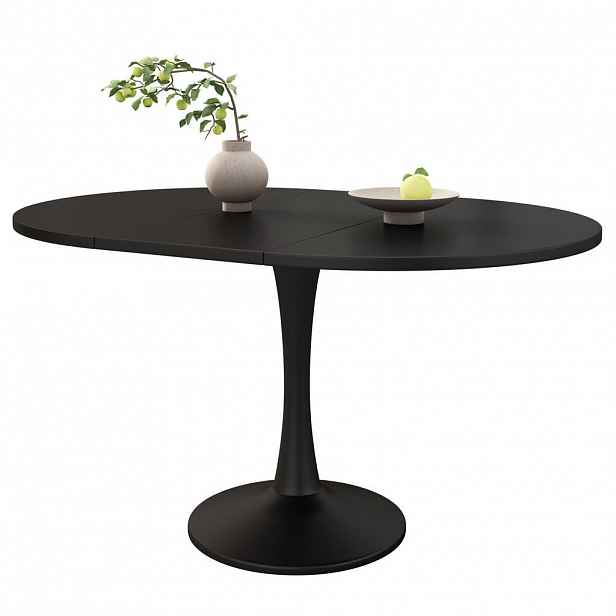 Modfu JÍDELNÍ stůl z MDF 100/140x100x75 cm černý rozkládací oválný, úspora místa a víceúčelové využití