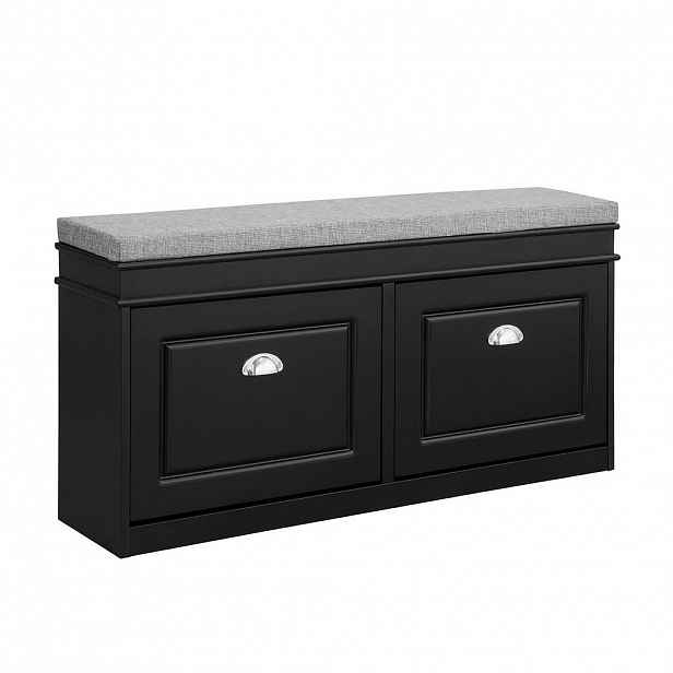 SoBuy BOTNÍK se 2 zásuvkami Černá 104x24x51cm Funkční