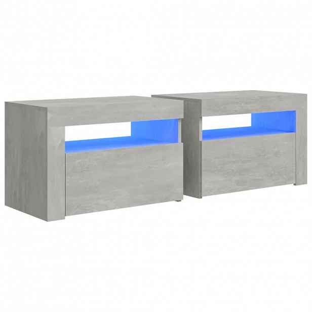 vidaXL Noční stolky 2 ks s LED osvětlením betonově šedé 60x35x40 cm