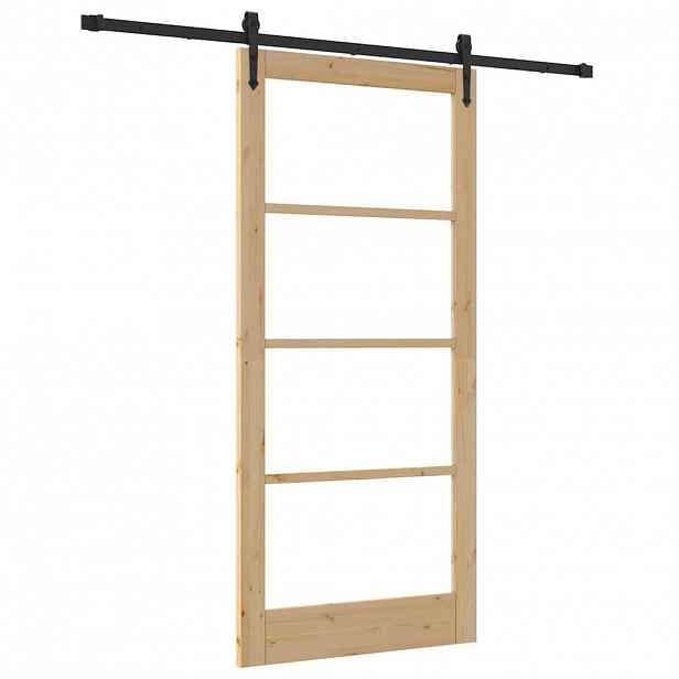 vidaXL Posuvné dveře 93 x 202 cm Masivní borové dřevo a sklo