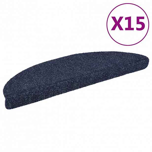 vidaXL Schodové rohože samolepicí 15 ks 56 x 17 x 3 cm modré půlkulaté