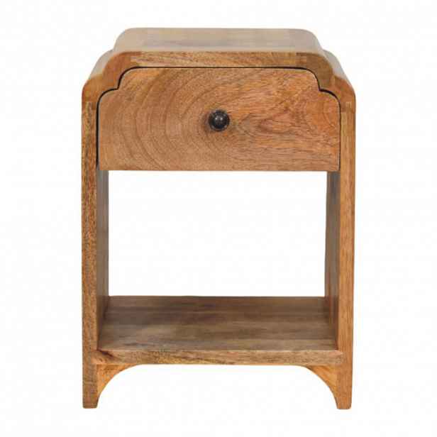 Artisan Furniture NOČNÍ STOLEK z masivního dřeva Newton Mini Oak-ish, 1 zásuvka a otevřená police, béžová