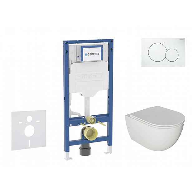 Geberit Duofix - Set předstěnové instalace, klozetu Oudee a sedátka softclose, tlačítko Sigma01, alpská bílá SANI11CA3113B