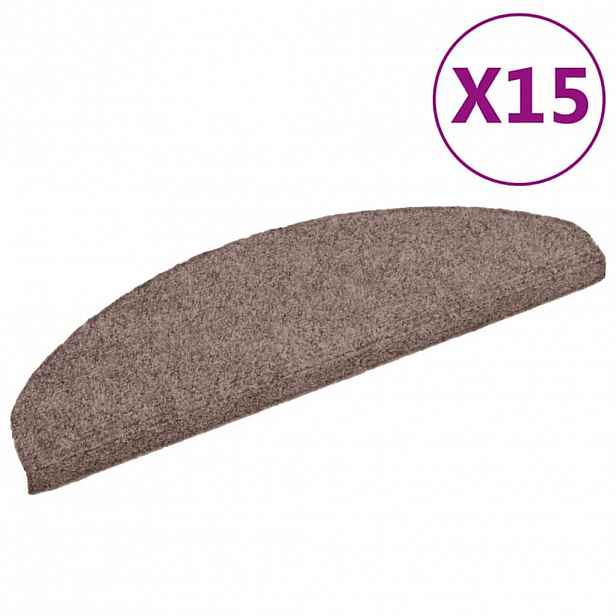 vidaXL Schodové rohože samolepicí 15 ks 65 x 21 x 4 cm světle hnědé, půlkulaté, velké