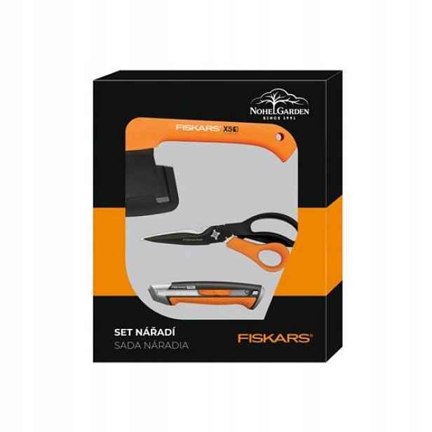 Fiskars set pro kutily, nůžky CUTS-MORE+sekera X5+nůž ulamovací CarbonMax