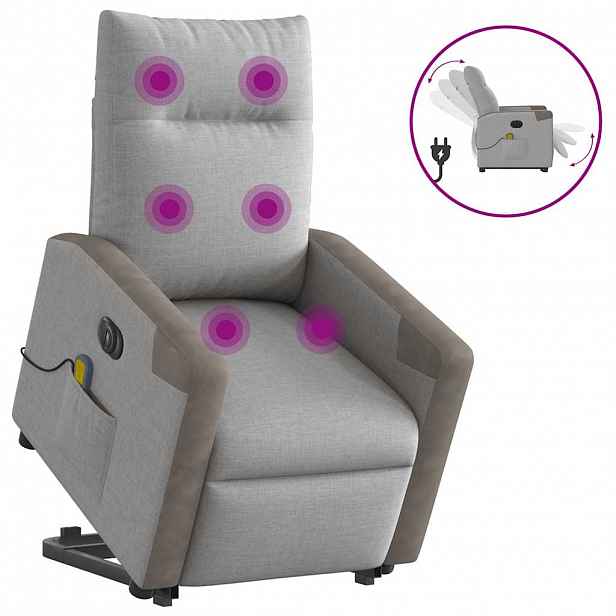 vidaXL Elektrické zvedací masážní polohovací křeslo obláčkově šedé