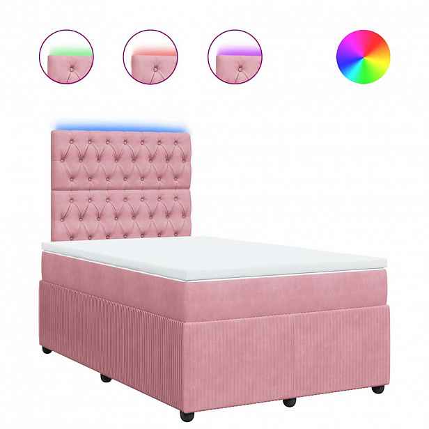 vidaXL Box spring postel s matrací růžová 120x190 cm samet
