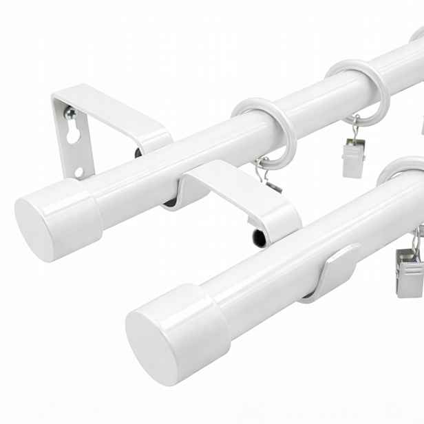 Garnýž Kovový Dvojitý Moderní 19 MM 5 Barev 280 CM Loftové Záclonové Tyče