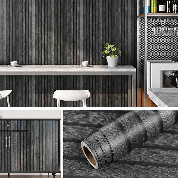 Samolepicí tapeta Nábytková dýha 3D Antracitová 40 cm x 10 m