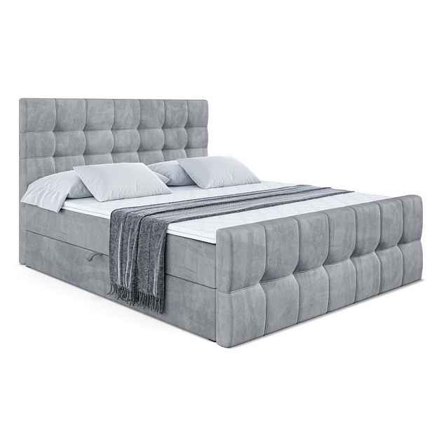 ALTDECOR KONTINENTÁLNÍ POSTEL s matrací H4 - BERO-Z - 200x200 cm Šedá