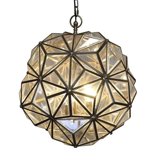 Mosazno-skleněný antik lustr Glassio - 43*51 cm/ E14/ 8W Chic Antique