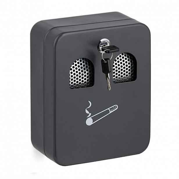 Relaxdays POPELNÍK antracitový nástěnný uzamykatelný kovový 20 cm