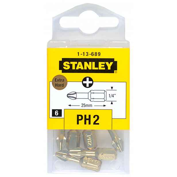Stanley - Sada torzních bitů PH2, 6 ks 1-13-689