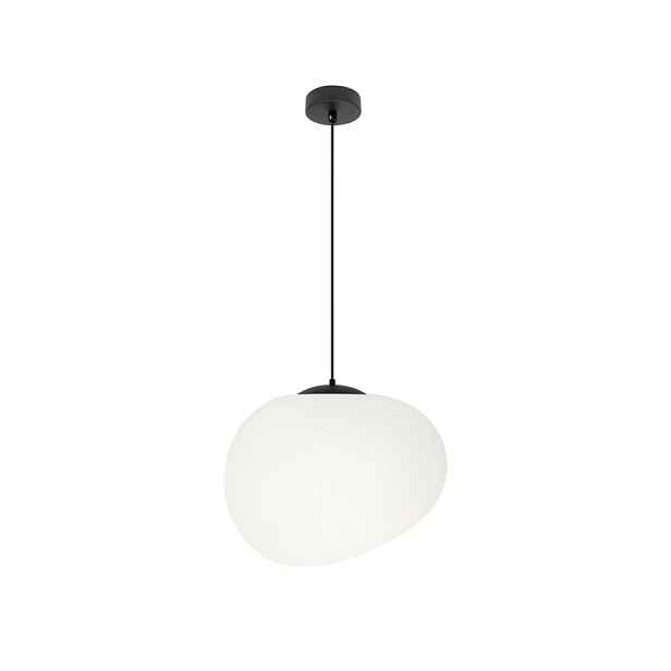 Závěsná lampa černá, bílé stínidlo 25 cm do ložnice obývacího pokoje, ozdobná Candellux