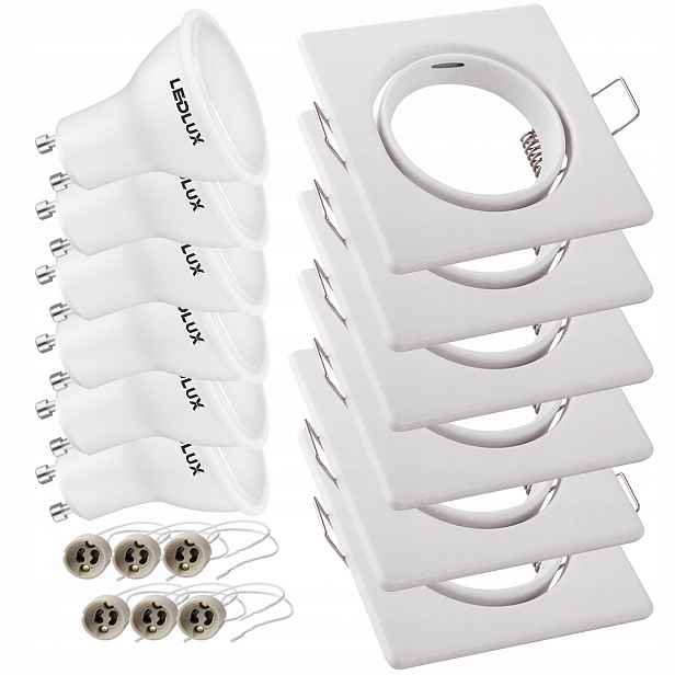 6 x halogenové svítidlo Ruchoma čtverec Led GU10 12W