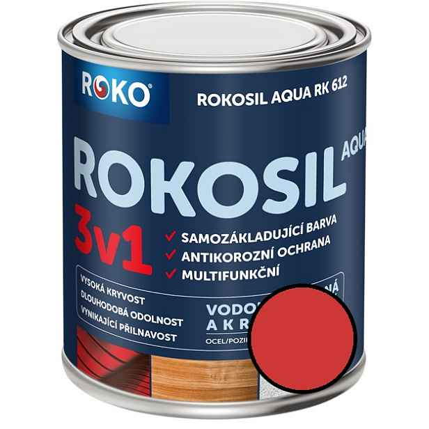 Barva samozákladující Rokosil Aqua 3v1 RK 612 8140 červená světlá, 0,6 l