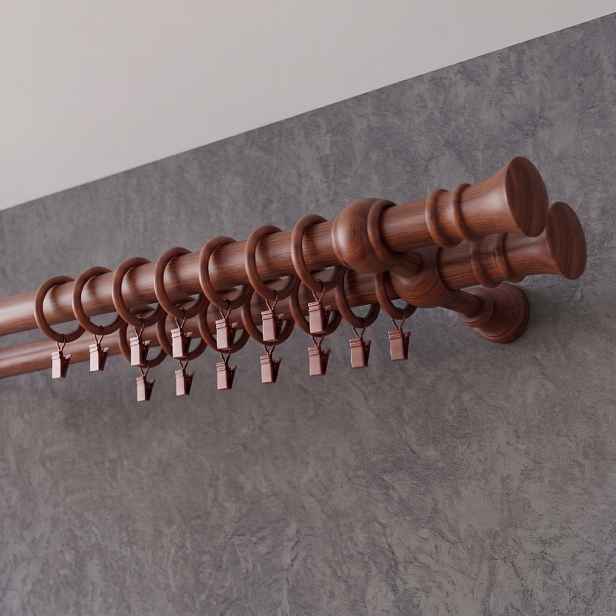 Dřevěná garnýž Ø 28 mm více rozměrů LAURA WALL FIX wenge dvouřadá Mybesthome Rozměr: 180 cm