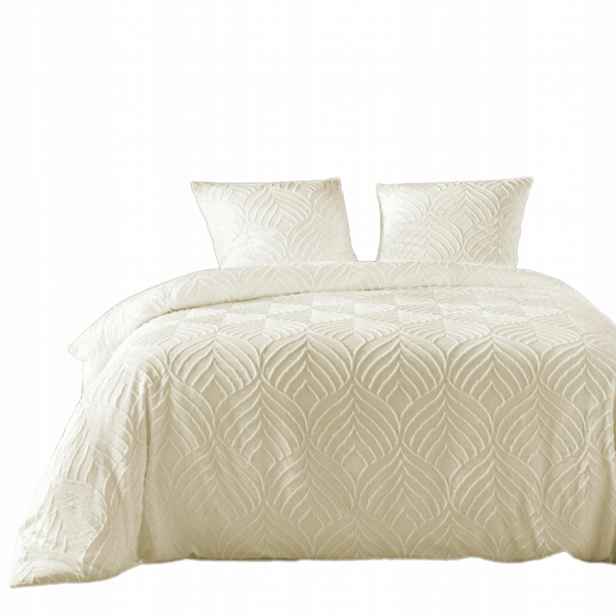 Sada Povlečení Polyester Tuftovaná 240 X 220 CM Béžová, 2 Povlaky Na Polštář