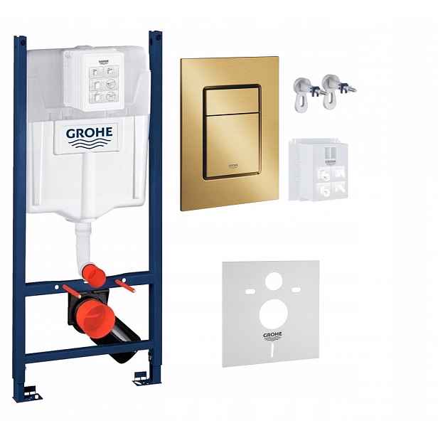 Kompletní podomítkový Wc set – rám Grohe zlaté kartáčované tlačítko