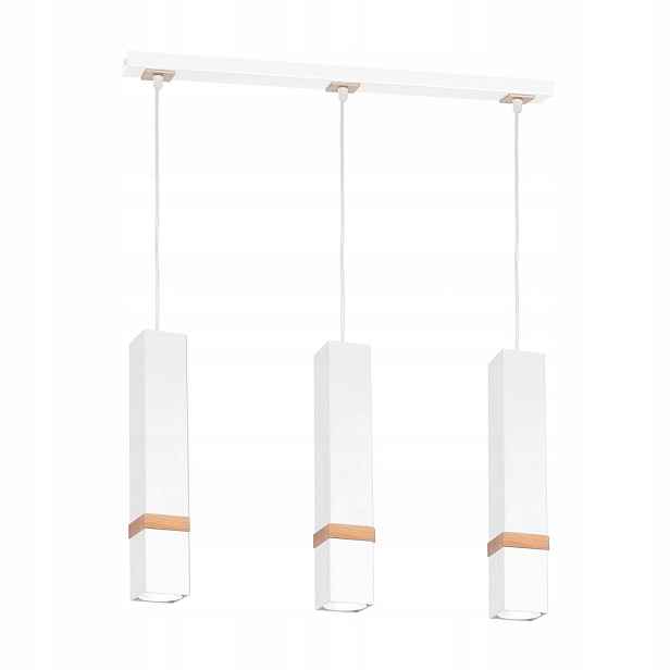 Závěsná lampa nad stůl bílá dřevěná Milagro