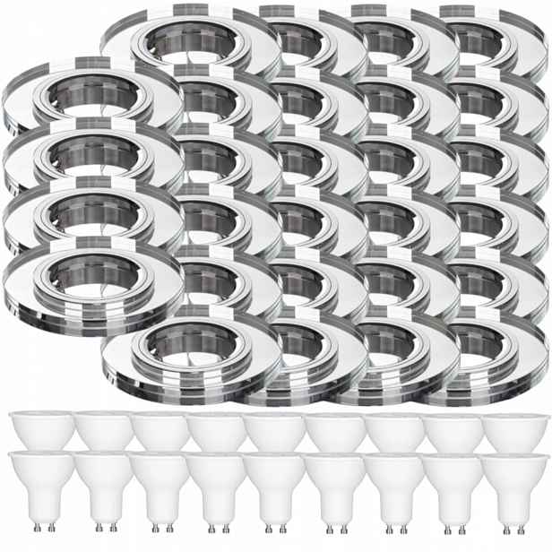 28 x Pevná Skleněná Stropní Lampa Kulatá Objímka Led Žárovky 3W