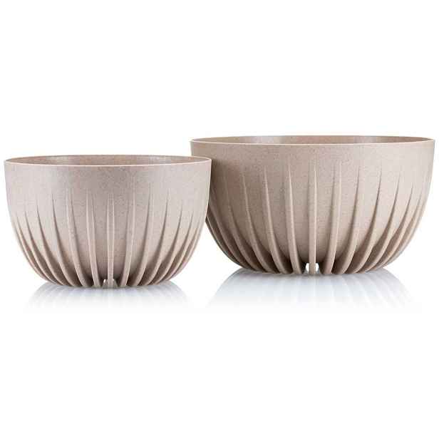 HowHomely Sada 2 květináčů STRIPPED ECO latte