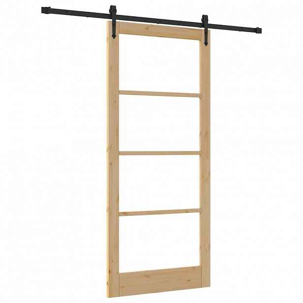 vidaXL Posuvné dveře 93 x 211 cm Masivní borové dřevo a sklo